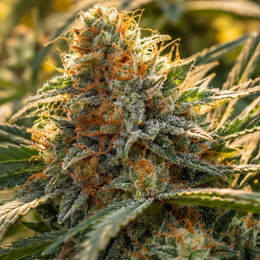 AI-generated macro botanical cannabis flower